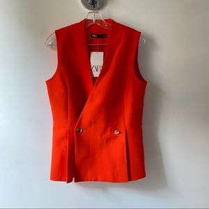 Zara Red Sleeveless Blazer